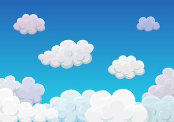 Clouds over blue sky cartoon background vector illustration