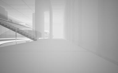 Fototapeta premium White smooth abstract architectural background. Night view with illumination. 3D illustration and rendering