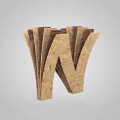 3D wooden letter N uppercase. 3D rendering chipboard font. Cutaway plywood alphabet