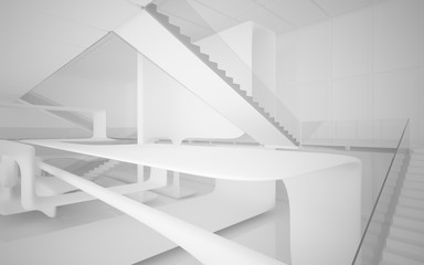 White smooth abstract architectural background. 3D illustration and rendering