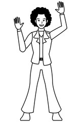 Disco man cartoon in black and white