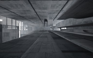 Empty dark abstract concrete smooth interior . Architectural background. 3D illustration and rendering