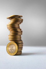 Stack of Indian currency coins