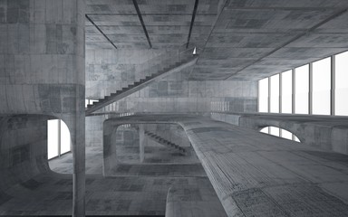 Empty dark abstract concrete smooth interior . Architectural background. 3D illustration and rendering