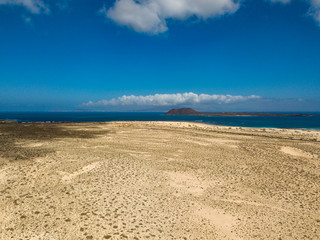 Fototapeta na wymiar Panorama of landscape on Fuerteventura .