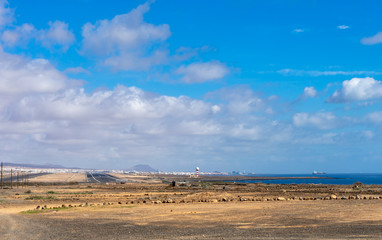 Panorama of landscape on Fuerteventura .