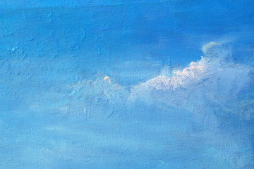 Cloud in the sky painting. Painting with oils on canvas for the background of a major stroke. 