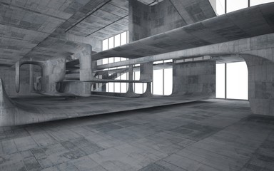 Empty dark abstract concrete smooth interior . Architectural background. 3D illustration and rendering