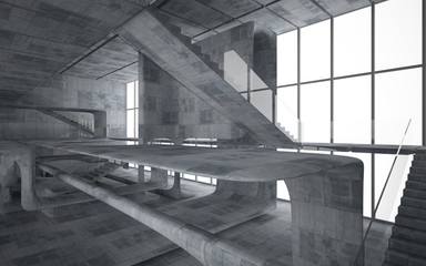 Empty dark abstract concrete smooth interior . Architectural background. 3D illustration and rendering