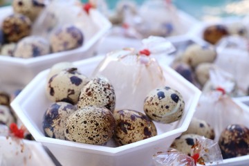 Quail eggs at street food