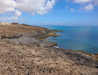 Panorama of landscape on Fuerteventura .