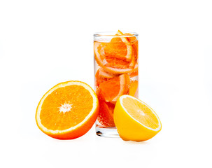 lemonade, cocktail of fresh fruit oranges on a white background