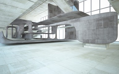 Empty dark abstract concrete smooth interior . Architectural background. 3D illustration and rendering