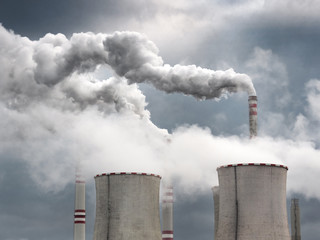 chimneys  and cooling towers , coal fired power station,czech republic