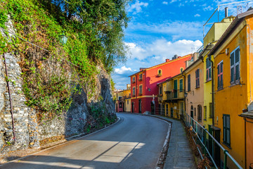 Obraz na płótnie Canvas Scenic view among the colorful houses in Portofino, Liguria, Sicily 