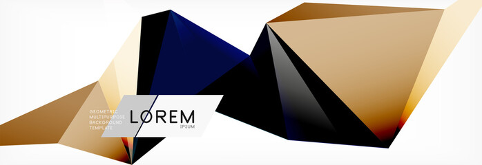 3d card on light backdrop. Abstract triangle pattern. Futuristic geometric background.