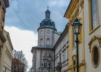 Fototapeta na wymiar Historic buildings in the Pilsen (Plzen) Old Town, Czech Republic
