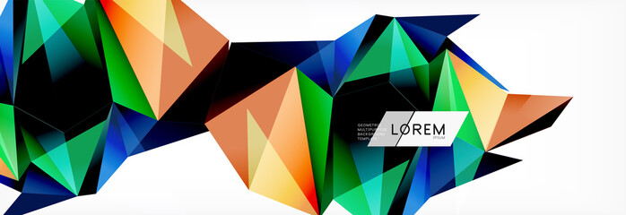 3d card on light backdrop. Abstract triangle pattern. Futuristic geometric background.
