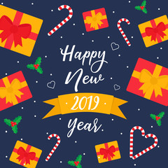 Decorative greeting card Happy New Year. Creative greeting card. Vector illustration.