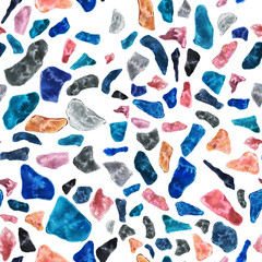 Granite, Terrazzo & Tile. Terrazzo seamless pattern. Vibrant colors. Textured shapes. Granite textured shapes in vibran. Hand drawn Patterns. Colorful hand drawn design for textiles, dishes, surface.