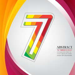 abstract number seven rainbow style, arc colorful background vector