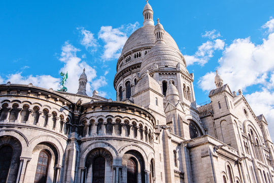 Wide angle shot to Sacre Coeur Basilica in Paris
