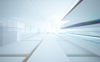 Obraz premium White smooth abstract architectural background whith colored gradient lines . 3D illustration and rendering