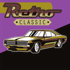 Retro style muscle car - Vector