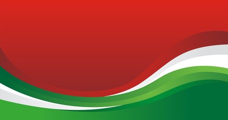 Red, Green and White abstract wavy background with blank space 