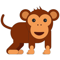 Monkey in cartoon flat style