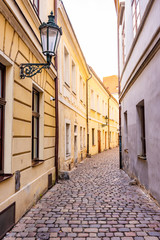 Fototapeta na wymiar Small city street in centre of Prague, Czech republic