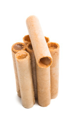 waffle rolls with cream isolated