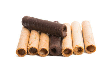 waffle rolls with cream isolated