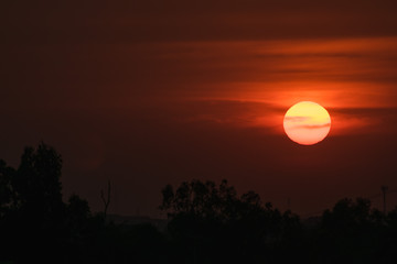 Sunset in winter season in Thailand.