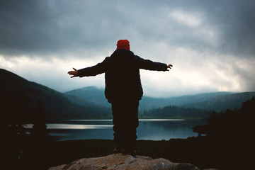 silhouette of young man