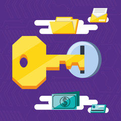 key with set icons cyber security