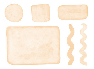 Set of beige watercolor elements.