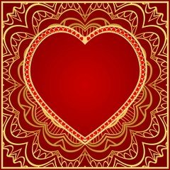 Template cards with decorative ornaments in the form of a heart. Template for Valentine's Day. Vector illustration. For design, print