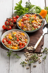Fototapeta na wymiar salad with tuna cannellini beans pepper and tomatoes