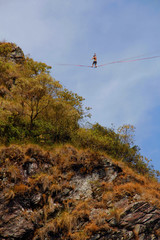 highline in the Patrocínio waterfall course 40 meters and 120 meters high