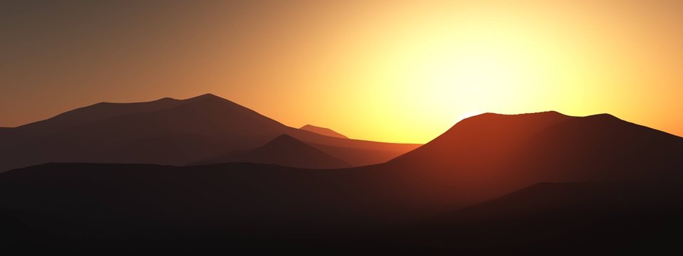 The hills at sunset, the mountains of sunset at sunset
