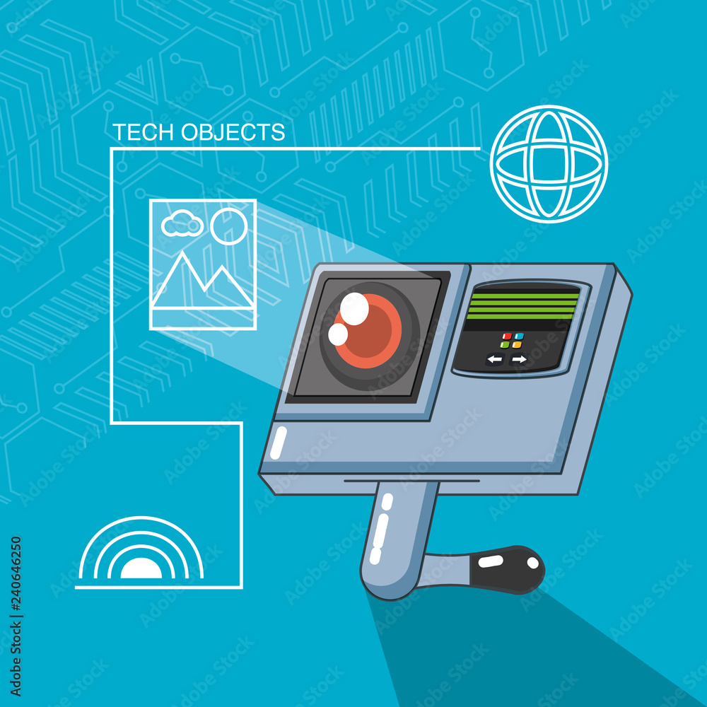 Poster retina reader machine with set icons