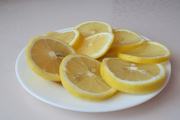 Yellow lemon on white background