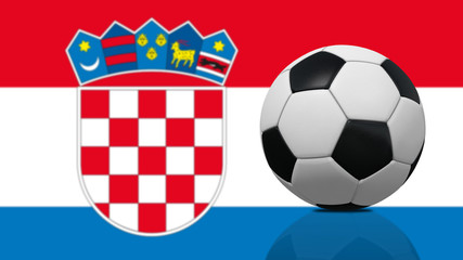 Obraz premium Realistic soccer ball on Croatia flag background.
