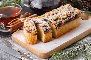 Fresh baked Christmas Stollen on a plate