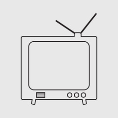 Television line Icon on gray Background