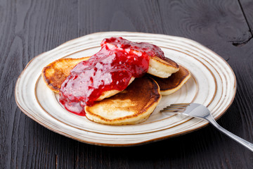 Close up image of pancakes with jam