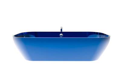 3D illustration of a blue bathtub isolated on a white background