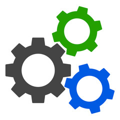 Cogwheels vector icon on a white background. An isolated flat icon illustration of cogwheels with nobody.