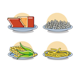 set of healthy food menu